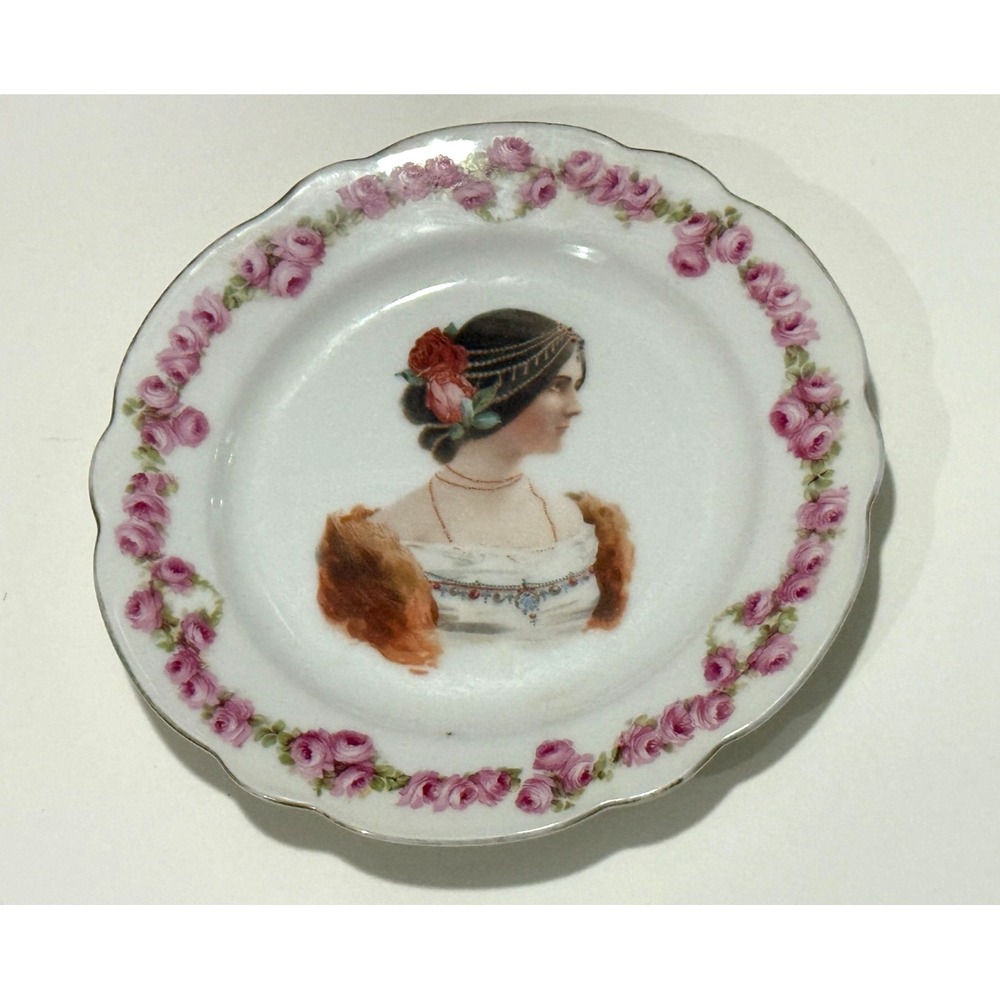 Imperial Crown Austria Plate Juliet Portrait Plate 6" Porcelain Floral Saucer